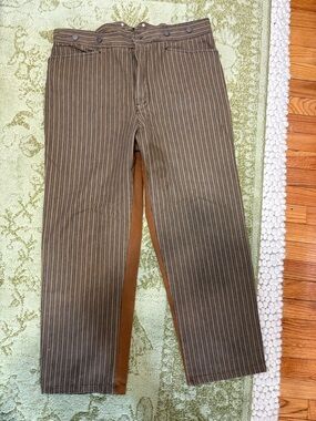 Men's Brown Pinstripe Work Pants